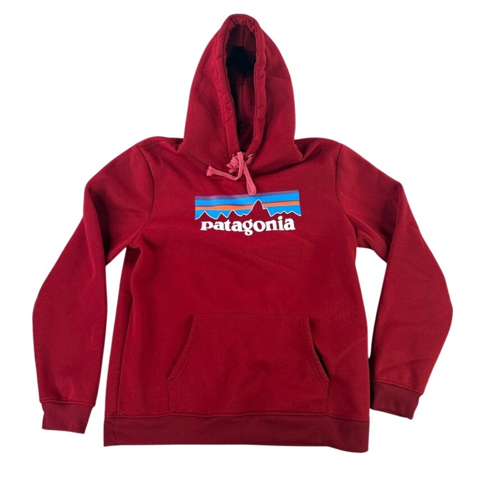 Patagonia Hoodie Mens Large Red Logo Pullover Cotton Outdoor Sweatshirt STY45286